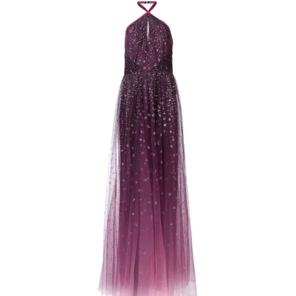 Marchesa Notte - Ombré Glitter Tulle Halter Dress
